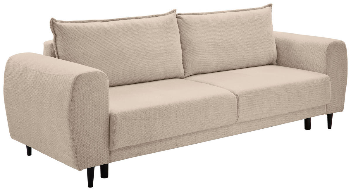 SCHLAFSOFA in Chenille Beige  - Beige/Schwarz, Konventionell, Holz/Textil (245/85/92cm) - Livetastic