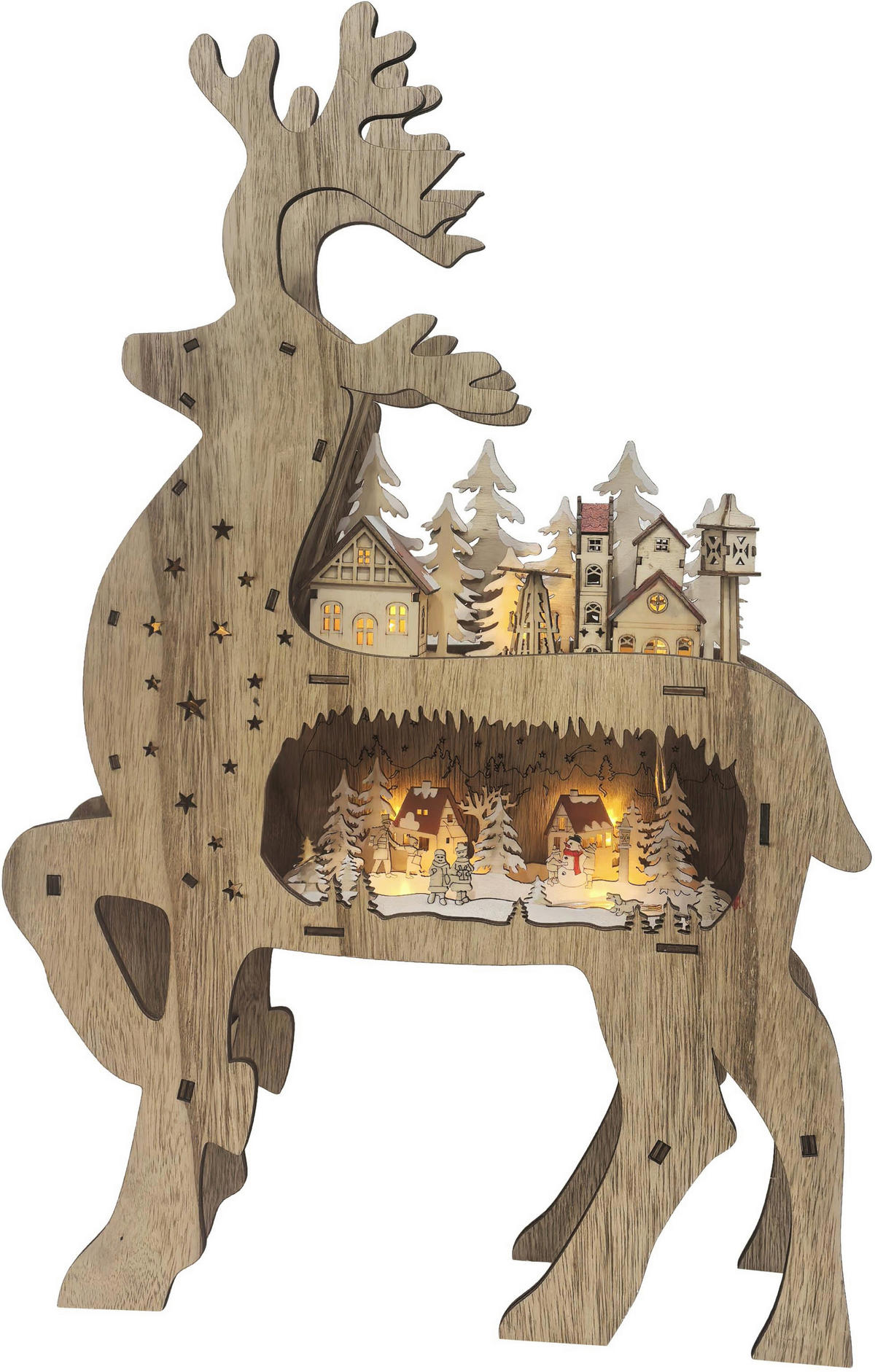 DEKOR RÉNSZARVAS - natúr színű/narancs, Lifestyle, faalapú anyag (33,5/50,5/6,5cm) - X-Mas