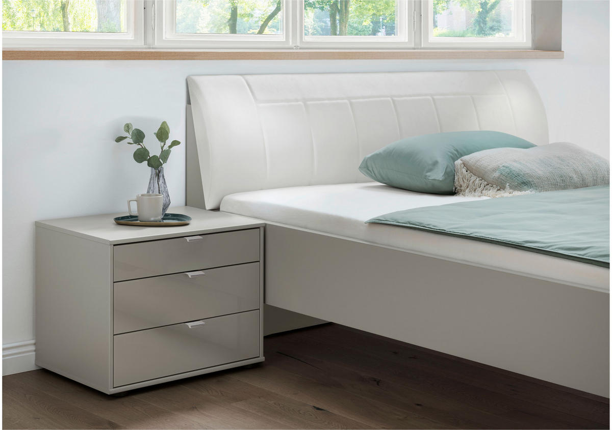 BETT 90/200 cm  in Grau, Weiß  - Chromfarben/Weiß, KONVENTIONELL, Textil/Metall (90/200cm) - Dieter Knoll