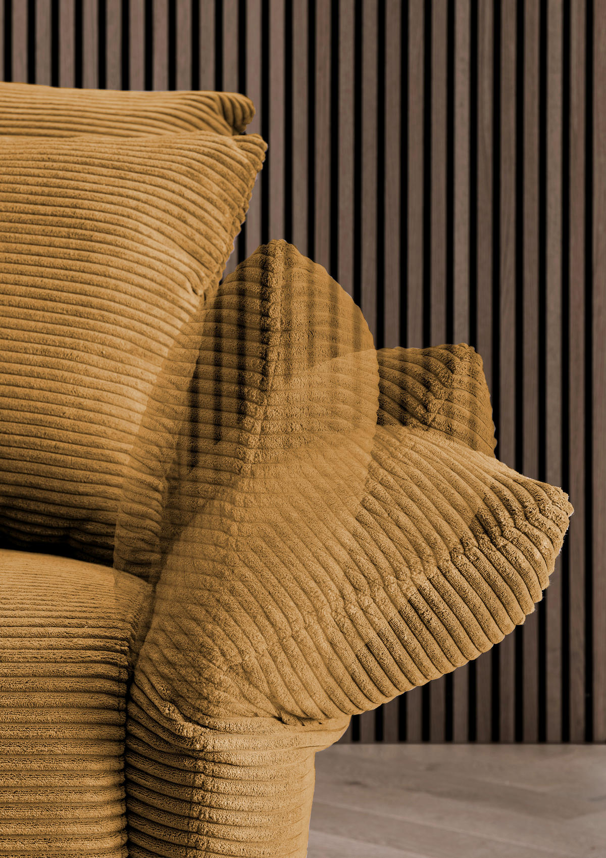 ECKSOFA Cord Goldfarben  - Goldfarben/Schwarz, Design, Textil/Metall (178/264-302cm) - Livetastic