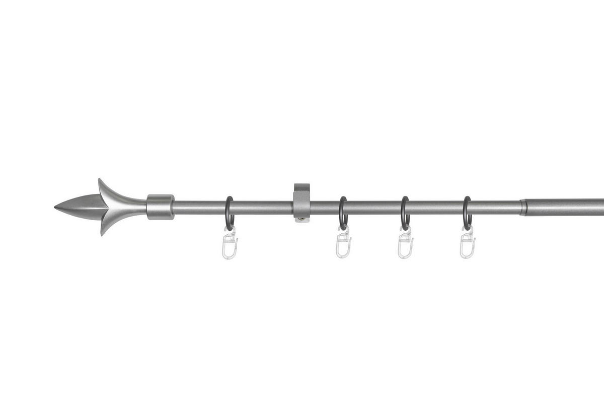 VORHANGSTANGENSET  130 cm  - Grau Hochglanz, Basics, Metall (130cm)