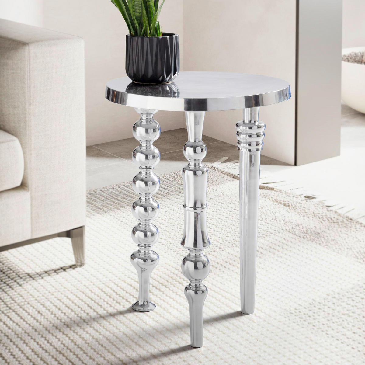 KISASZTAL fém  44/63 cm  - ezüst, Design, fém (44/63cm) - MID.YOU