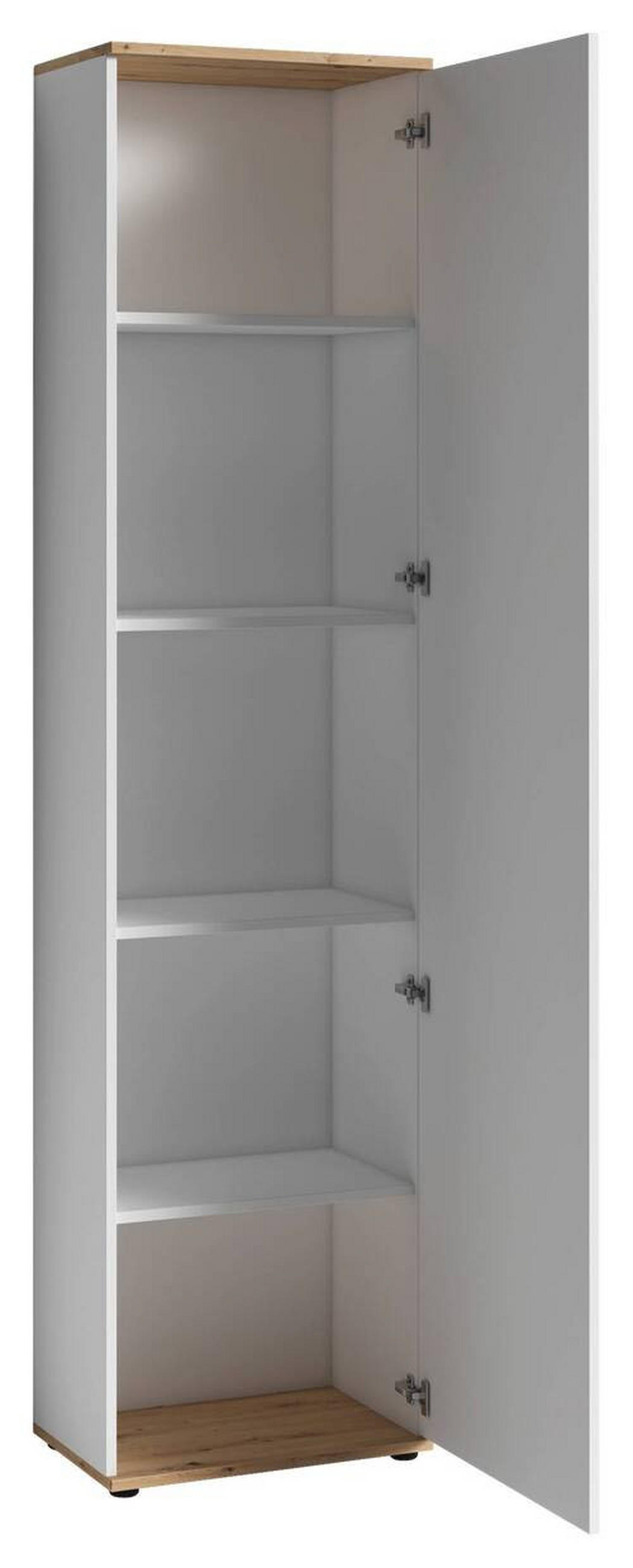 GARDEROBENSCHRANK Jakob  in 49/196/30 cm  - Silberfarben/Weiß, MODERN, Holzwerkstoff/Kunststoff (49/196/30cm) - MID.YOU