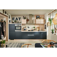 KÜCHENLEERBLOCK 360 cm   in Schwarz, Eichefarben  - Edelstahlfarben/Eichefarben, MODERN, Holzwerkstoff/Metall (360cm) - Welnova