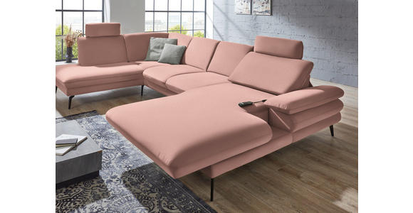 WOHNLANDSCHAFT in Webstoff Rosa  - Schwarz/Rosa, Design, Textil/Metall (208/344/180cm) - Dieter Knoll