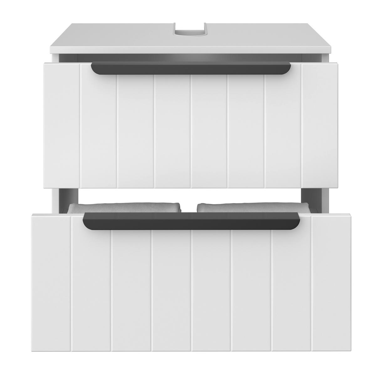 MOSDÓ ALATTI SZEKRÉNY 60/53/38,8 cm  - fekete/fehér, Romantik / Landhaus, faalapú anyag/fém (60/53/38,8cm) - Xora