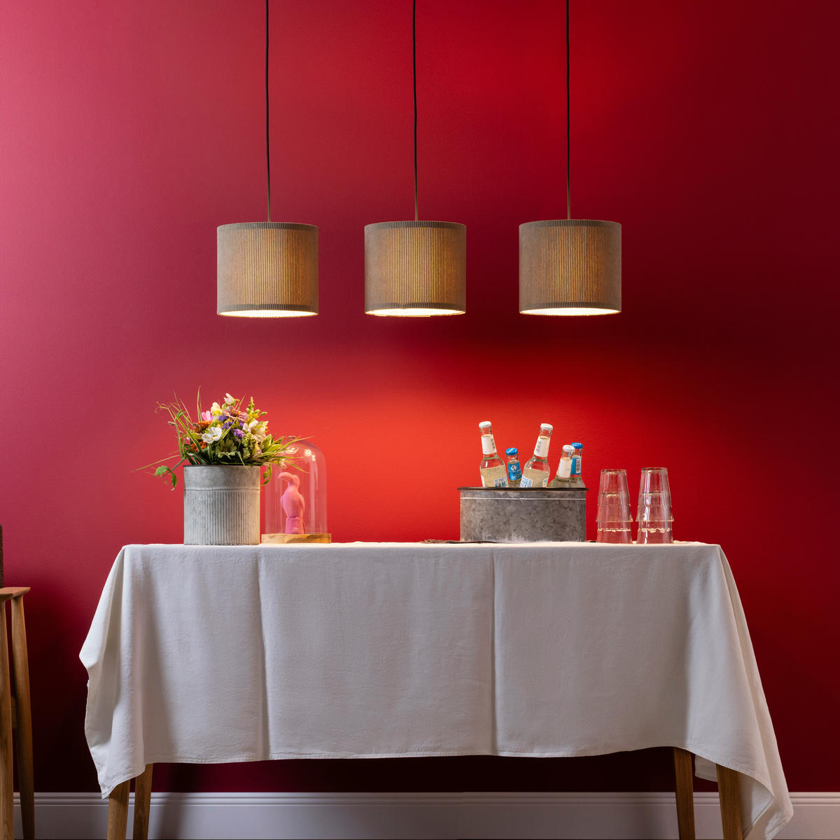 PENDELLEUCHTE 94/23/150 cm    - Grau, Konventionell, Textil/Metall (94/23/150cm) - Brilliant