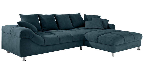 ECKSOFA in Webstoff Petrol  - Petrol, Design, Textil/Metall (337/228cm) - Carryhome