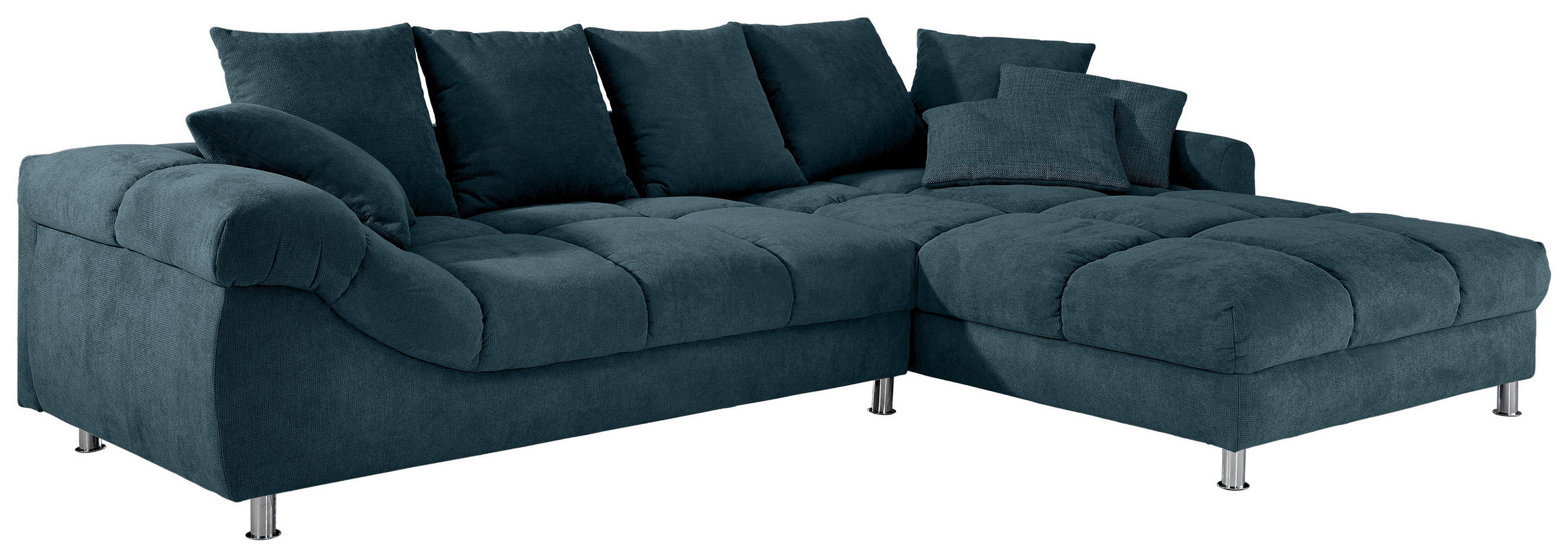 ECKSOFA in Webstoff Petrol  - Petrol, Design, Textil/Metall (337/228cm) - Carryhome