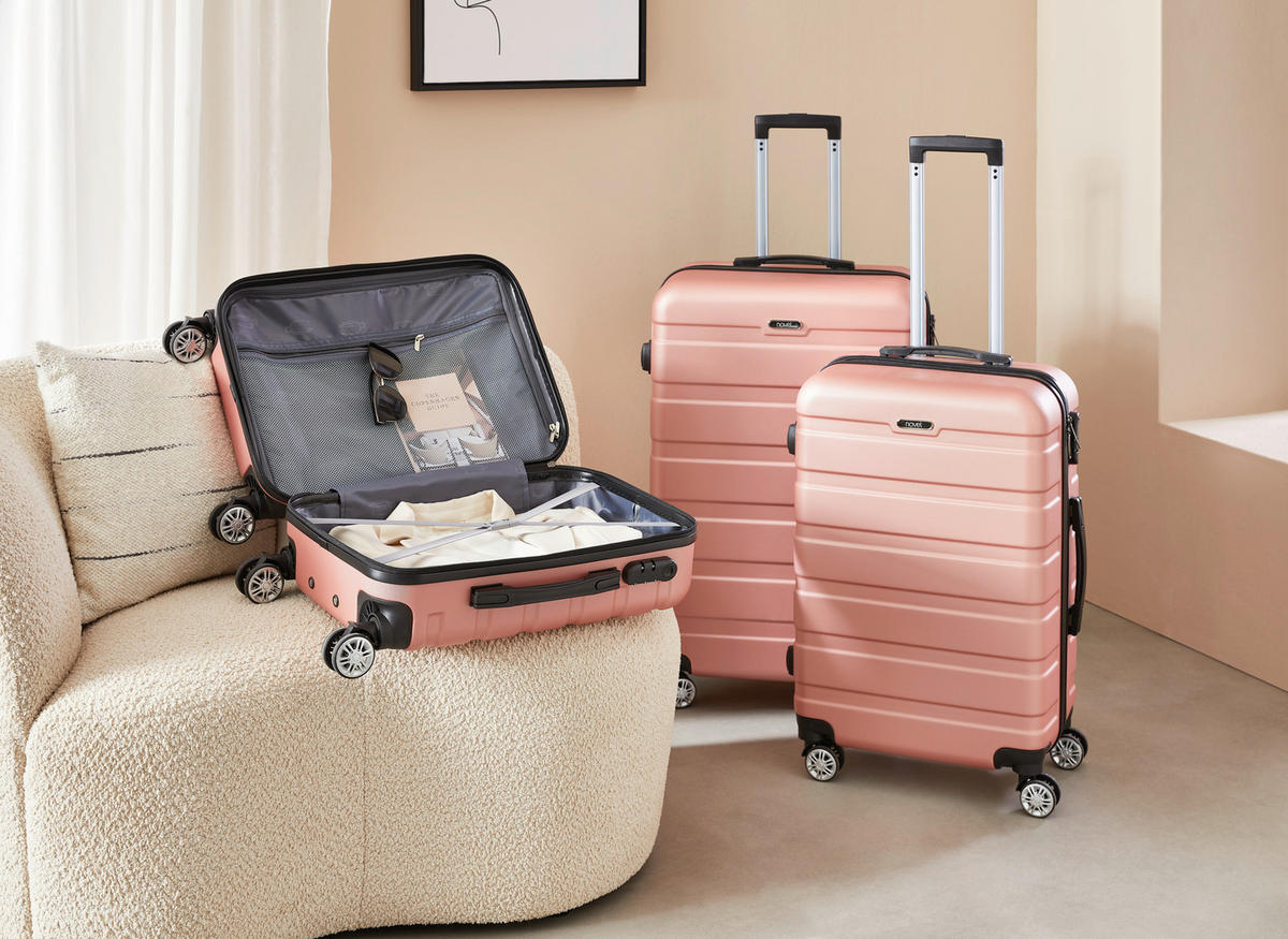 REISEKOFFERSET Roségold 3-teilig  - Roségold, LIFESTYLE, Kunststoff/Metall - Novel