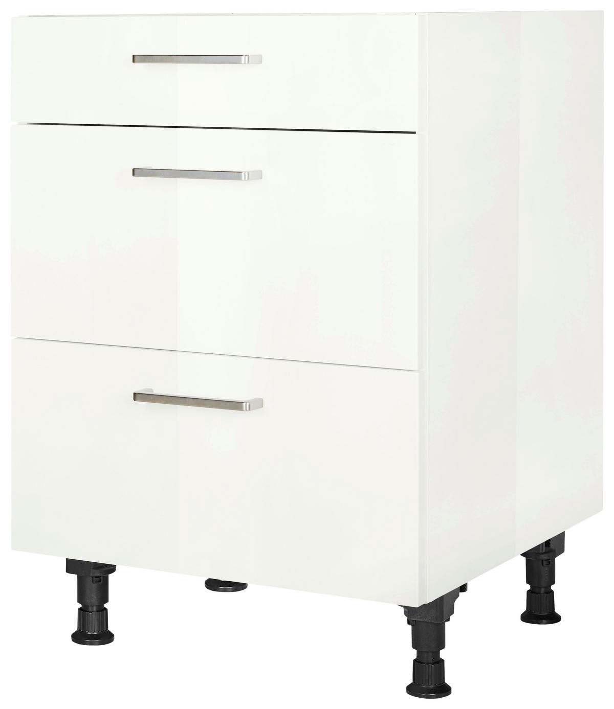 KOCHFELDUMBAUSCHRANK 60/87/56 cm  in Weiß Hochglanz  - Edelstahlfarben/Weiß Hochglanz, MODERN, Holzwerkstoff/Metall (60/87/56cm) - Nobilia