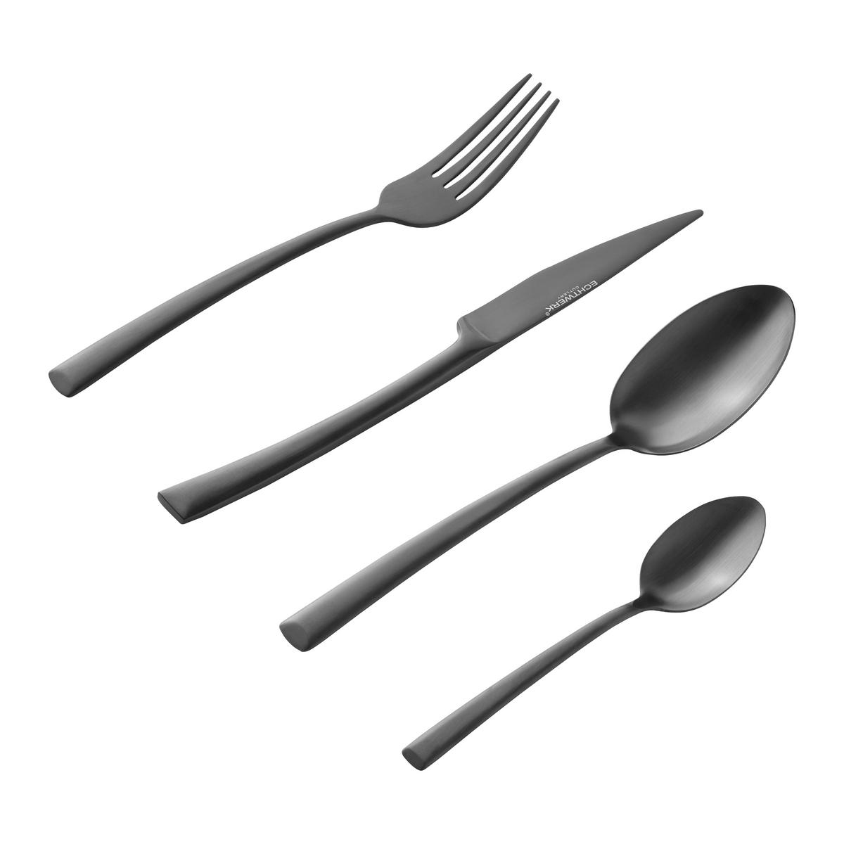 BESTECKSET  16-teilig  - Schwarz, MODERN, Metall - Echtwerk