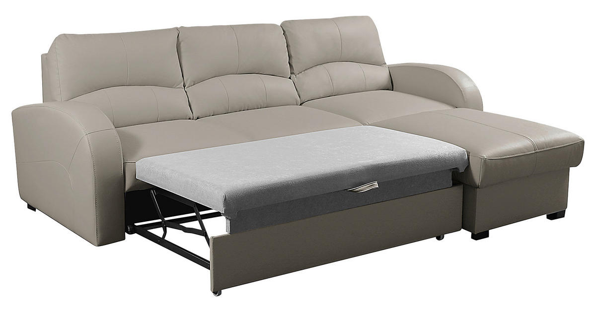 ECKSOFA in Lederlook Echtleder Platinfarben  - Platinfarben/Schwarz, Design, Leder/Kunststoff (227/168cm) - Livetastic