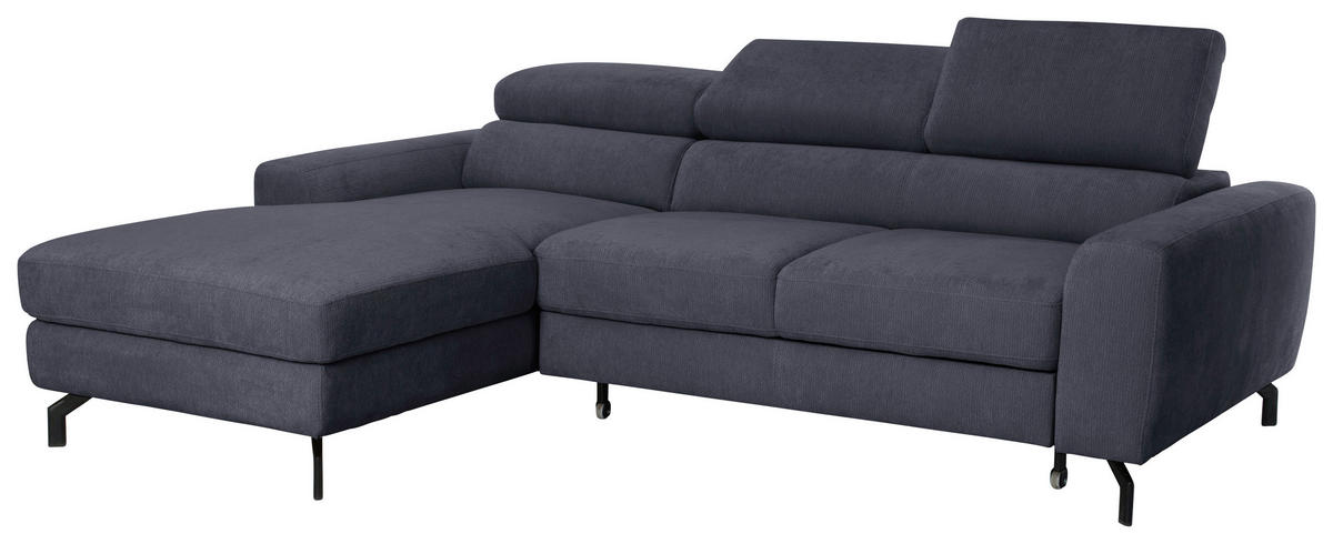 ECKSOFA Chenille Anthrazit  - Anthrazit/Schwarz, Design, Textil/Metall (177/226cm) - Livetastic