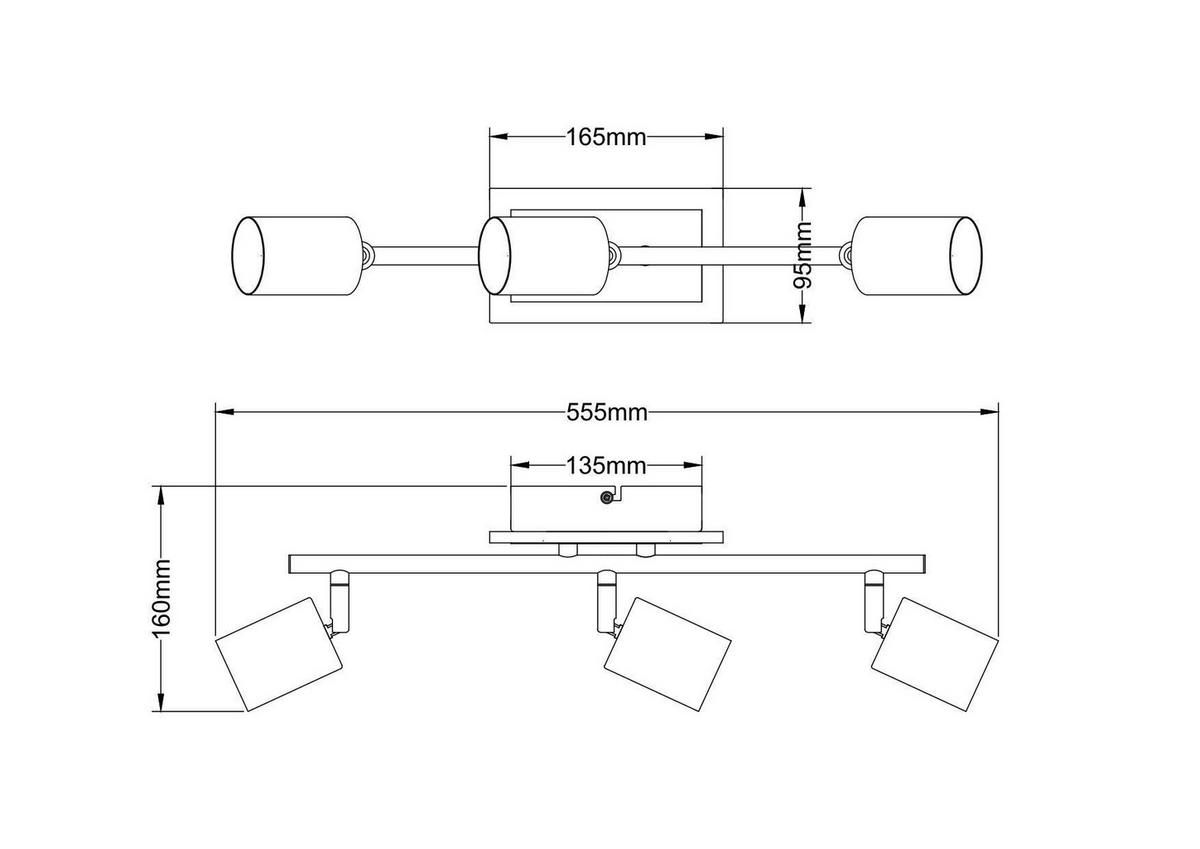DECKENLEUCHTE 4.2 W    45/9,5/16 cm  - Schwarz, Trend, Kunststoff/Metall (45/9,5/16cm) - Novel