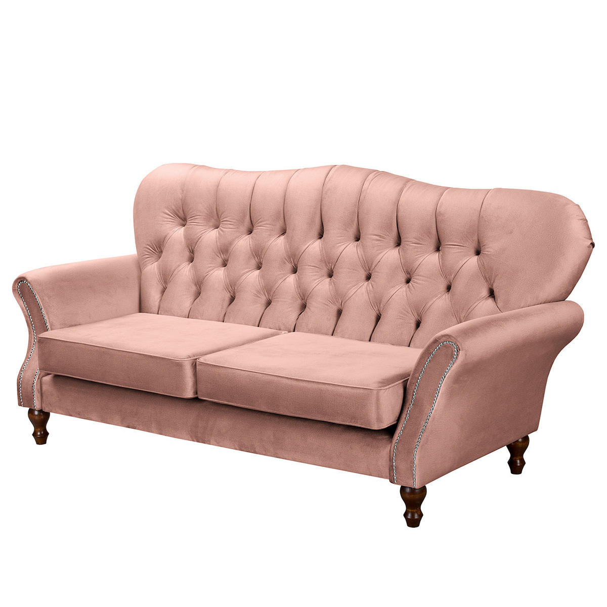 3-SITZER-SOFA Jersey in Velours Rot  - Dunkelbraun/Rot, Design, Holz/Textil (210/98/95cm) - P & B