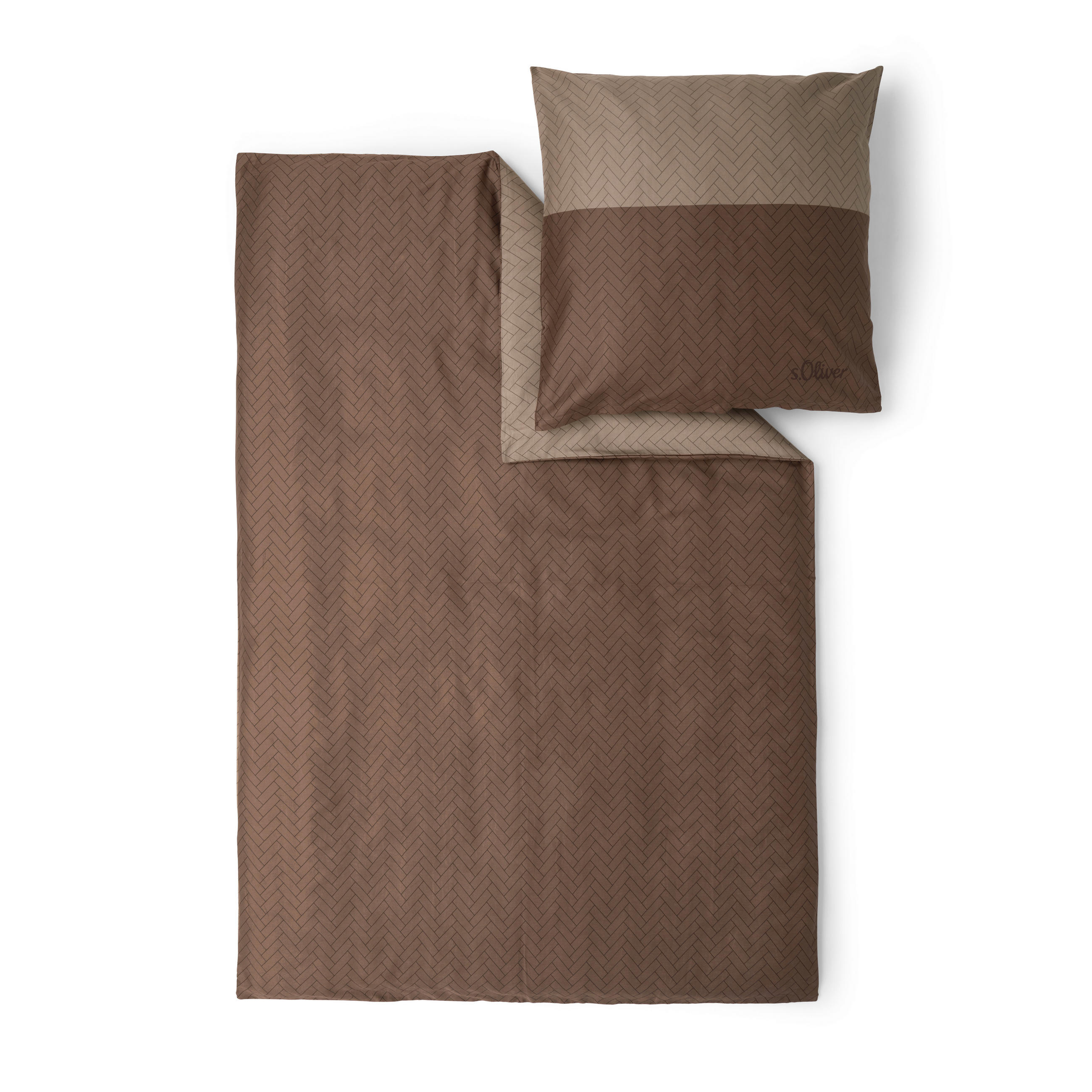 E-shop S. Oliver POSTEĽNÁ BIELIZEŇ, makosatén, hnedá, 135/200 cm