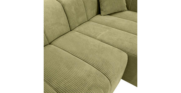 ECKSOFA Hellgrün Cord Zierkissen, Rücken echt  - Schwarz/Hellgrün, KONVENTIONELL, Kunststoff/Textil (250/162cm) - Carryhome