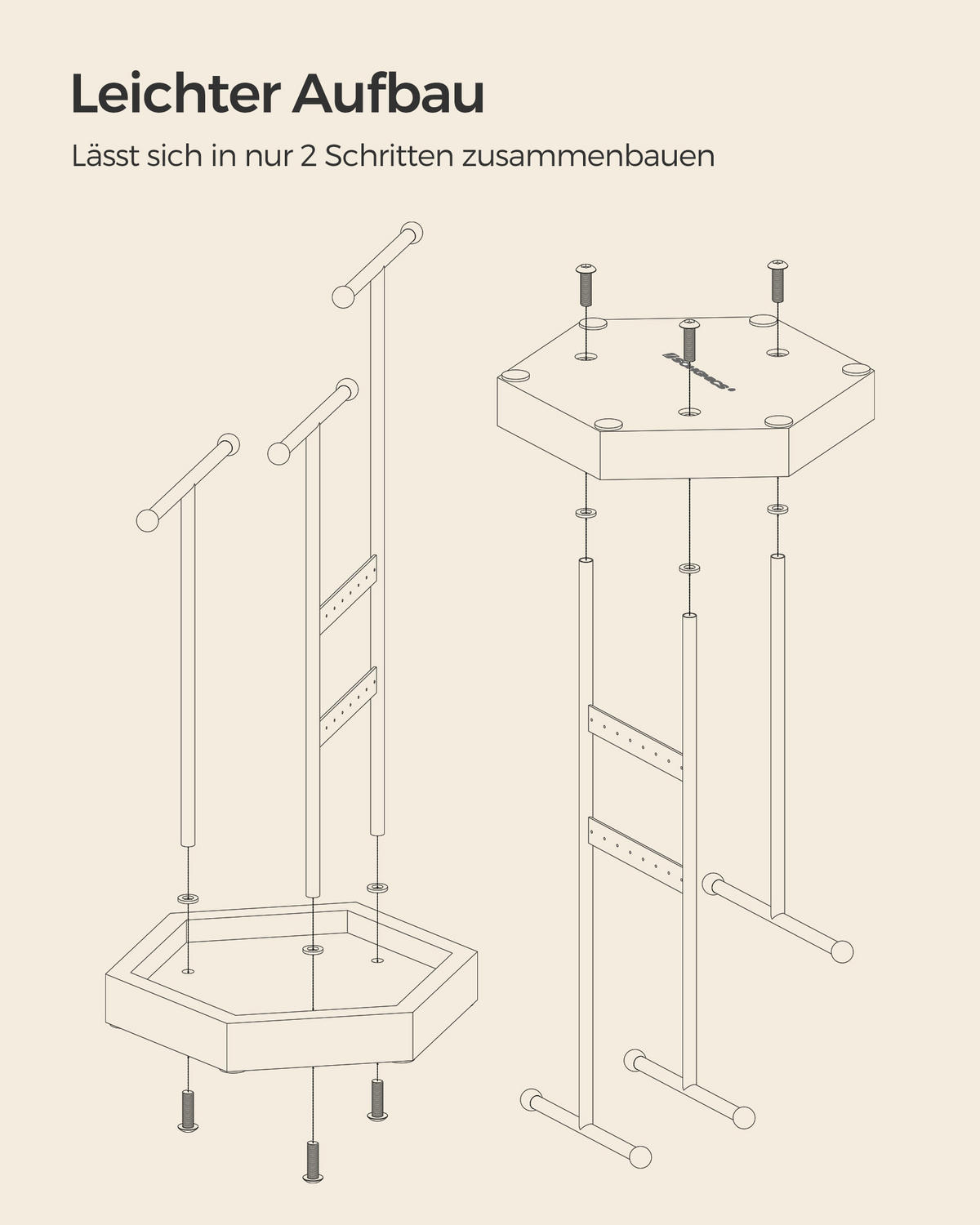 SCHMUCKHALTER - Braun/Weiß, Basics, Holz/Metall (20,5/36cm)