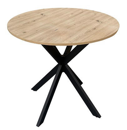 ESSTISCH in Metall, Holzwerkstoff 80/80/75 cm  - Eichefarben/Schwarz, MODERN, Holzwerkstoff/Metall (80/80/75cm) - MID.YOU