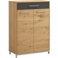 SCHUHSCHRANK 72/105/37 cm  - Edelstahlfarben/Eichefarben, Natur, Glas/Holz (72/105/37cm) - Novel