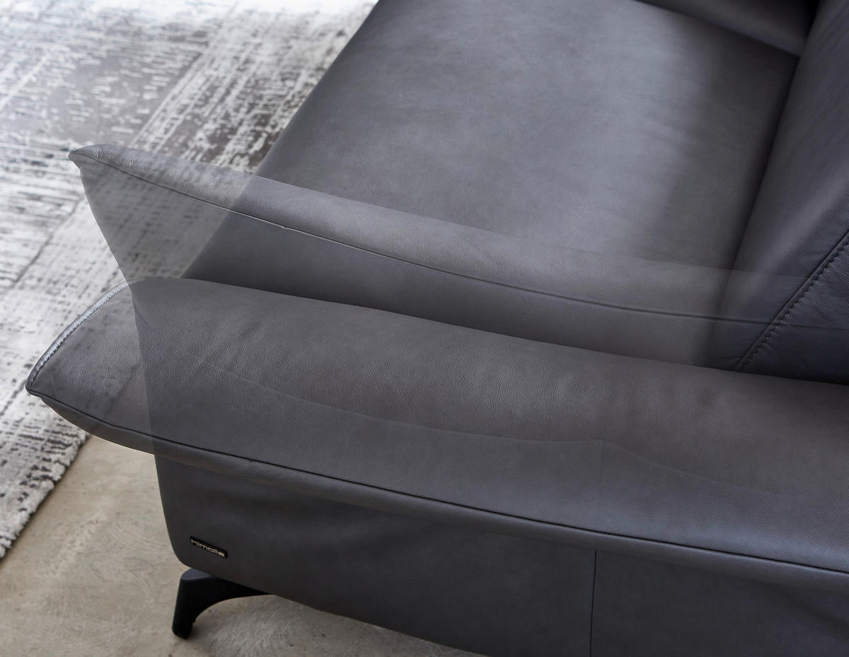 2,5-SITZER Echtleder Dunkelgrau  - Dunkelgrau/Anthrazit, Design, Leder/Metall (194/92/95cm) - Himolla
