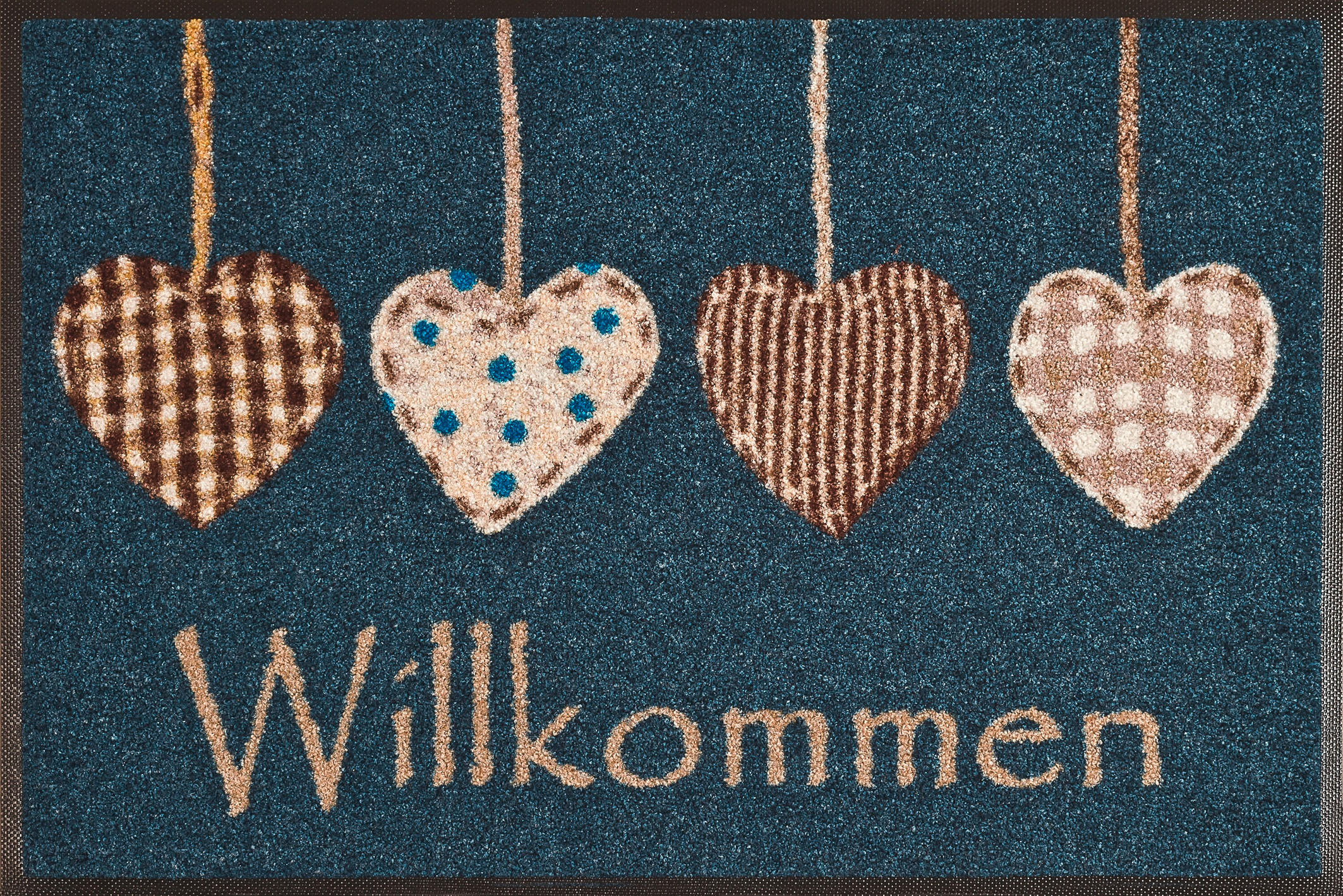 FUßMATTE  50/75 cm  Blau, Braun, Weiß, Beige  - Blau/Beige, Basics, Kunststoff/Textil (50/75cm) - wash+dry