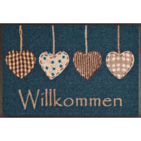 FUßMATTE  50/75 cm  Blau, Braun, Weiß, Beige  - Blau/Beige, Basics, Kunststoff/Textil (50/75cm) - wash+dry