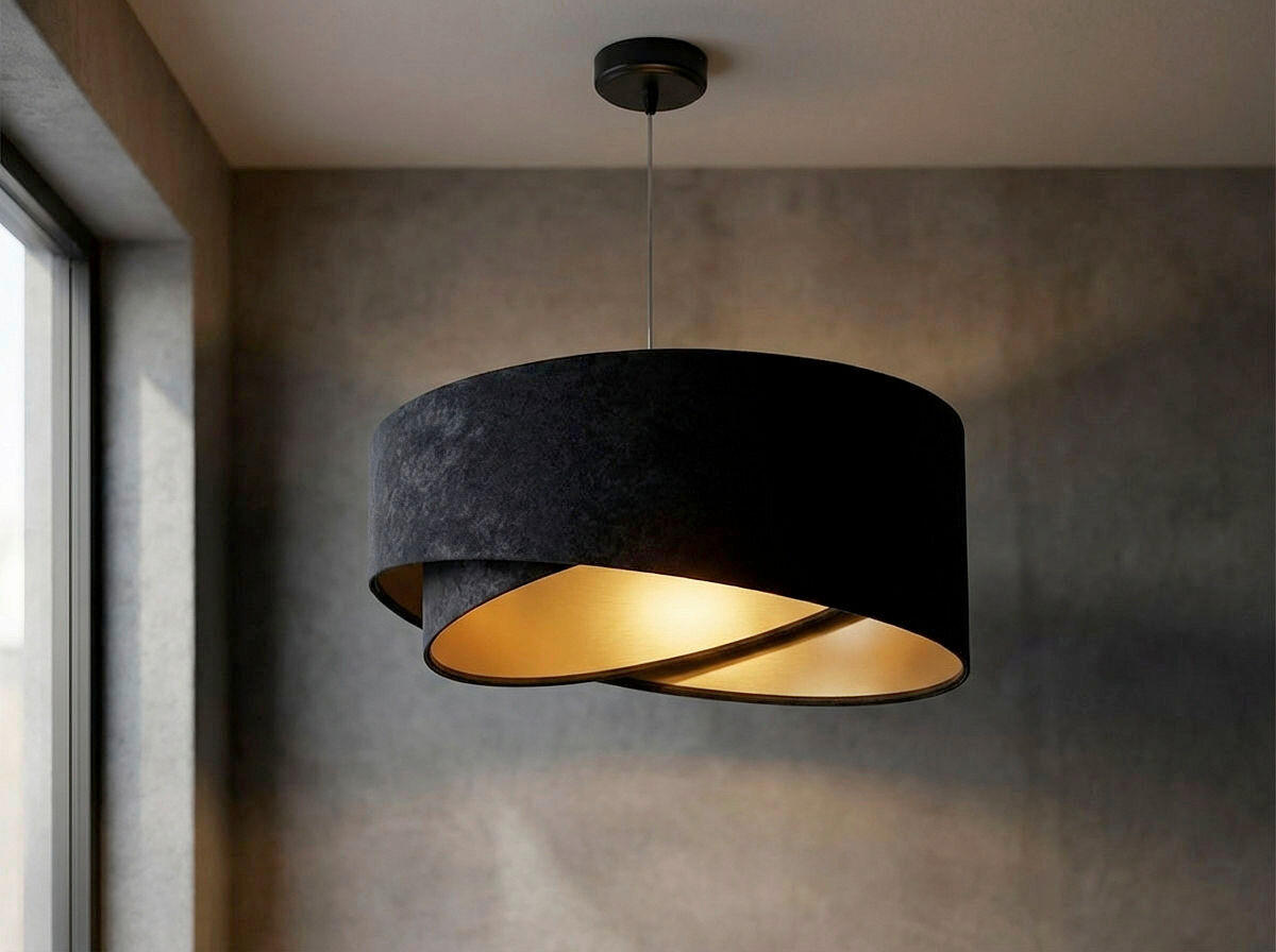 HÄNGELEUCHTE Galaxy 50/93 cm   - Goldfarben/Schwarz, Design, Kunststoff/Textil (50/93cm)