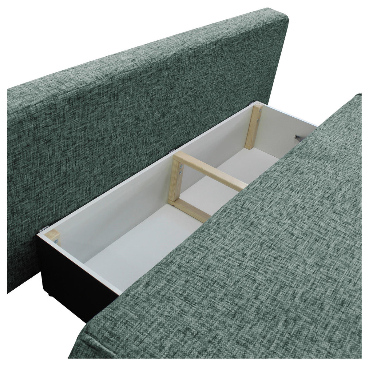 SCHLAFSOFA in Plüsch Grün  - Beige/Schwarz, Design, Kunststoff/Textil (214/96/105cm) - MID.YOU