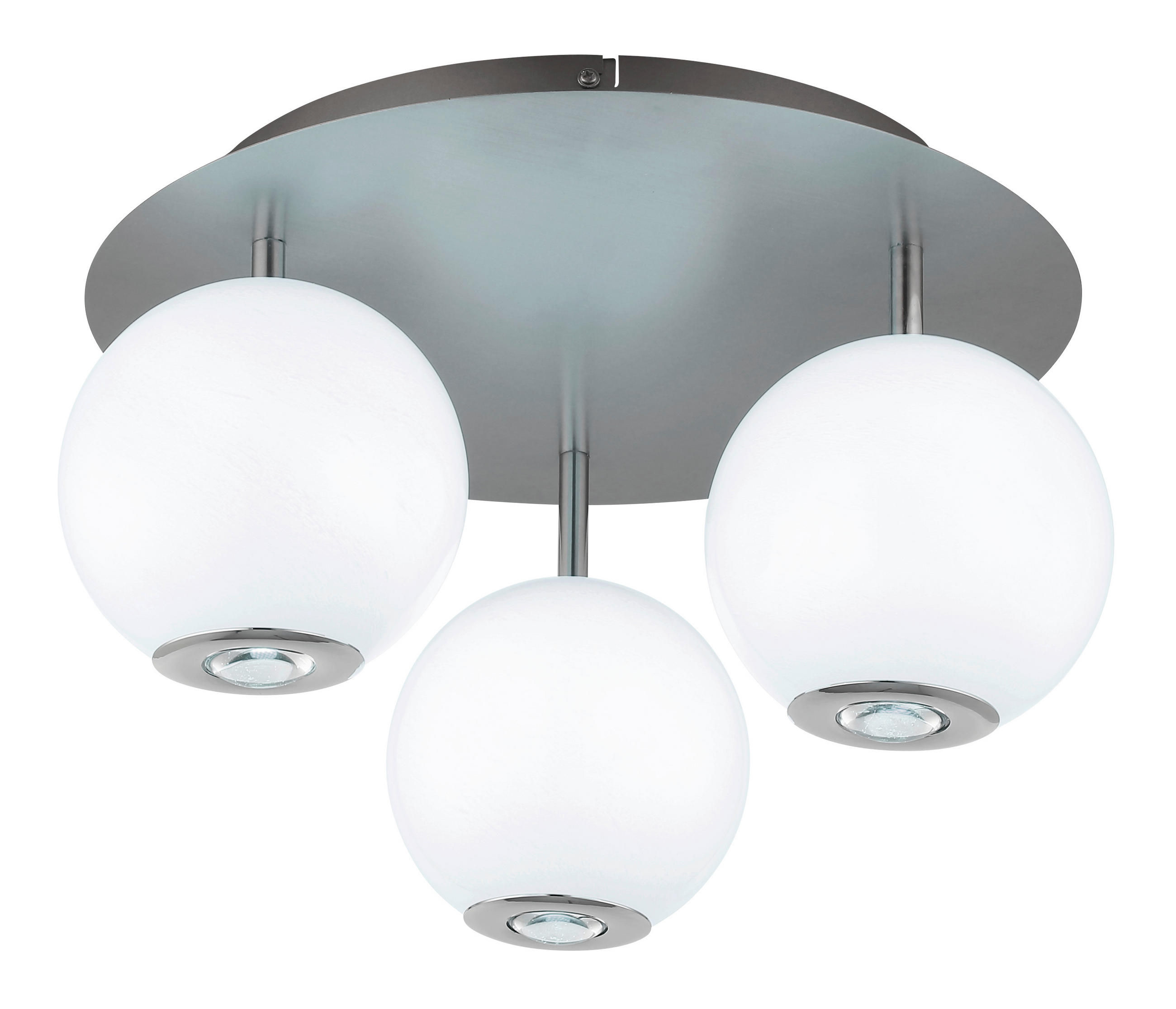 LED-DECKENLEUCHTE SIMMONS 42/25 cm   - Klar/Chromfarben, KONVENTIONELL, Glas/Kunststoff (42/25cm) - Globo