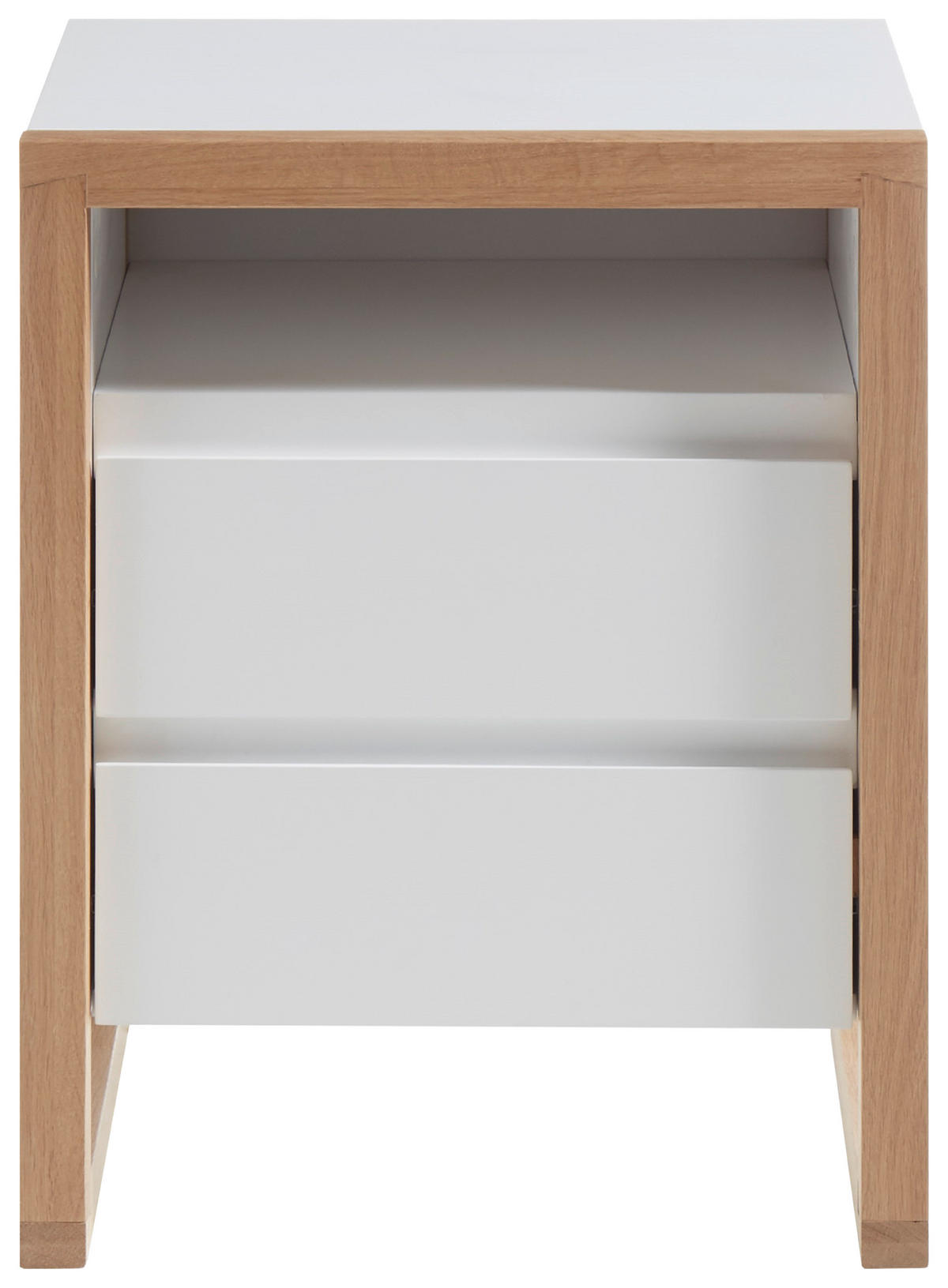NACHTKÄSTCHEN in massiv Eiche Weiß, Eichefarben  - Eichefarben/Weiß, Basics, Holz/Holzwerkstoff (48/60/40cm)