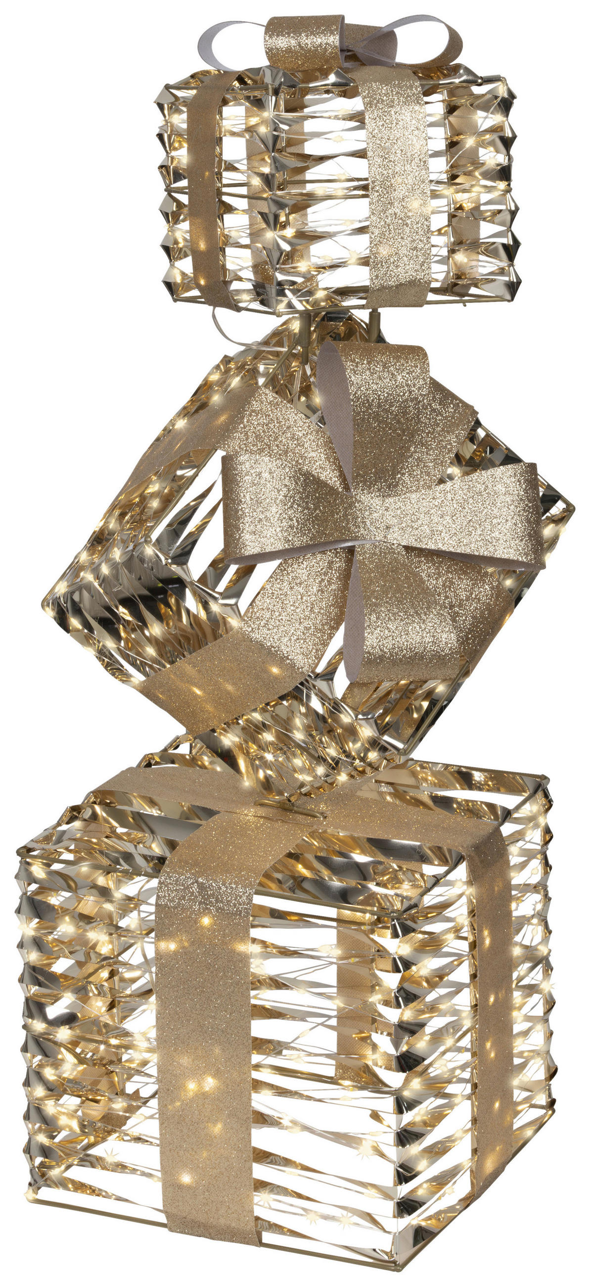 DEKOGESCHENKBOX  - Goldfarben, Basics, Kunststoff/Metall (25/73/25cm) - X-Mas