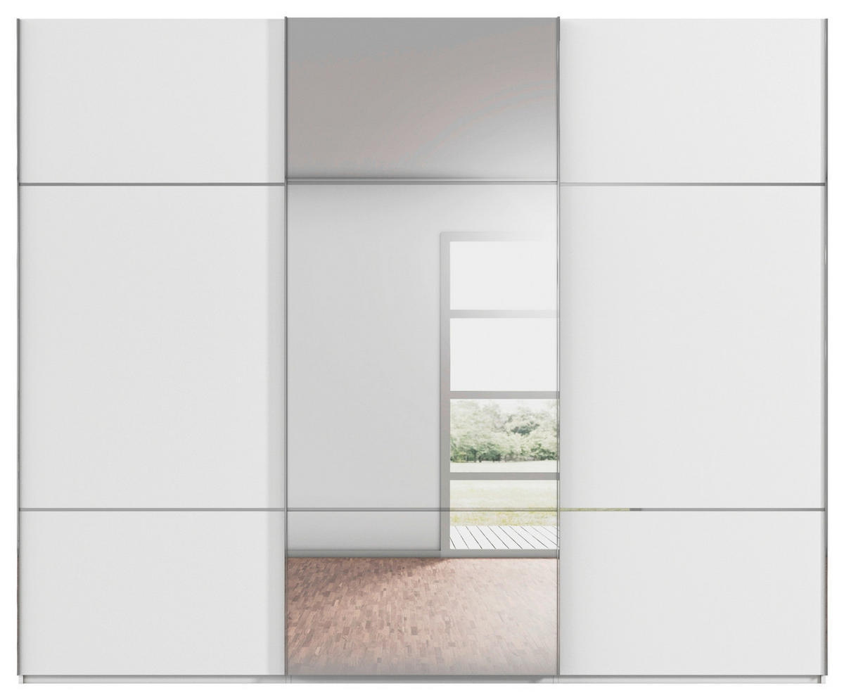 SCHWEBETÜRENSCHRANK 242/223/68 cm 3-türig Weiß  - Alufarben/Weiß, KONVENTIONELL, Glas/Holzwerkstoff (242/223/68cm) - Novel