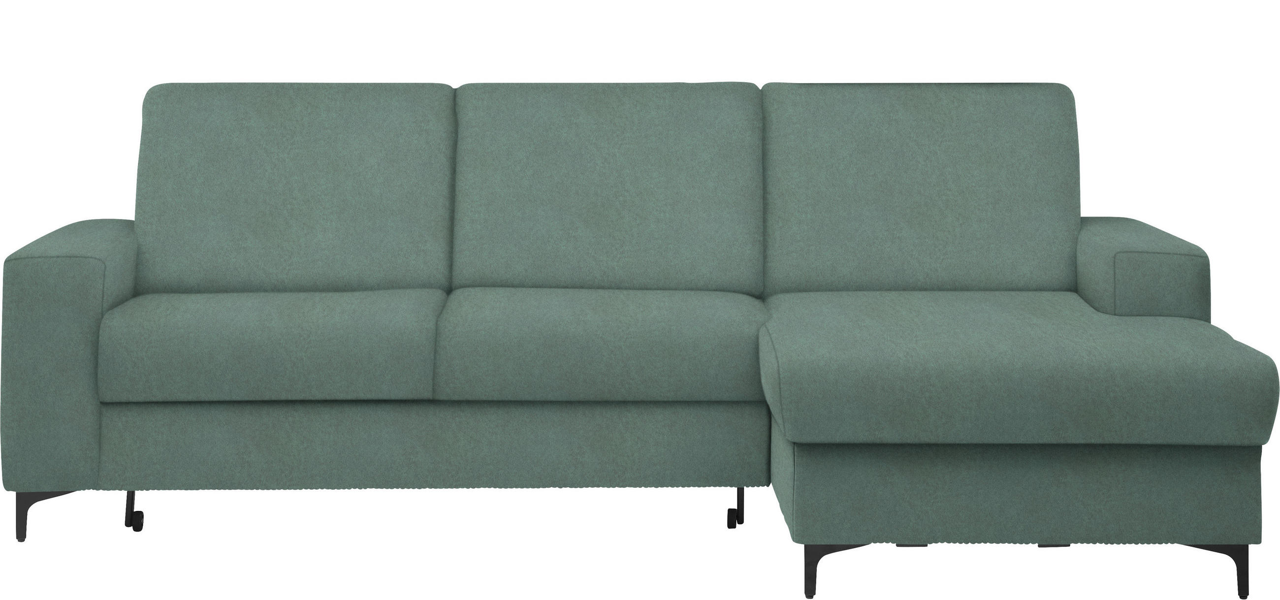 ECKSOFA in Velours Mintgrün  - Schwarz/Mintgrün, Konventionell, Textil/Metall (247/167cm) - Stylife
