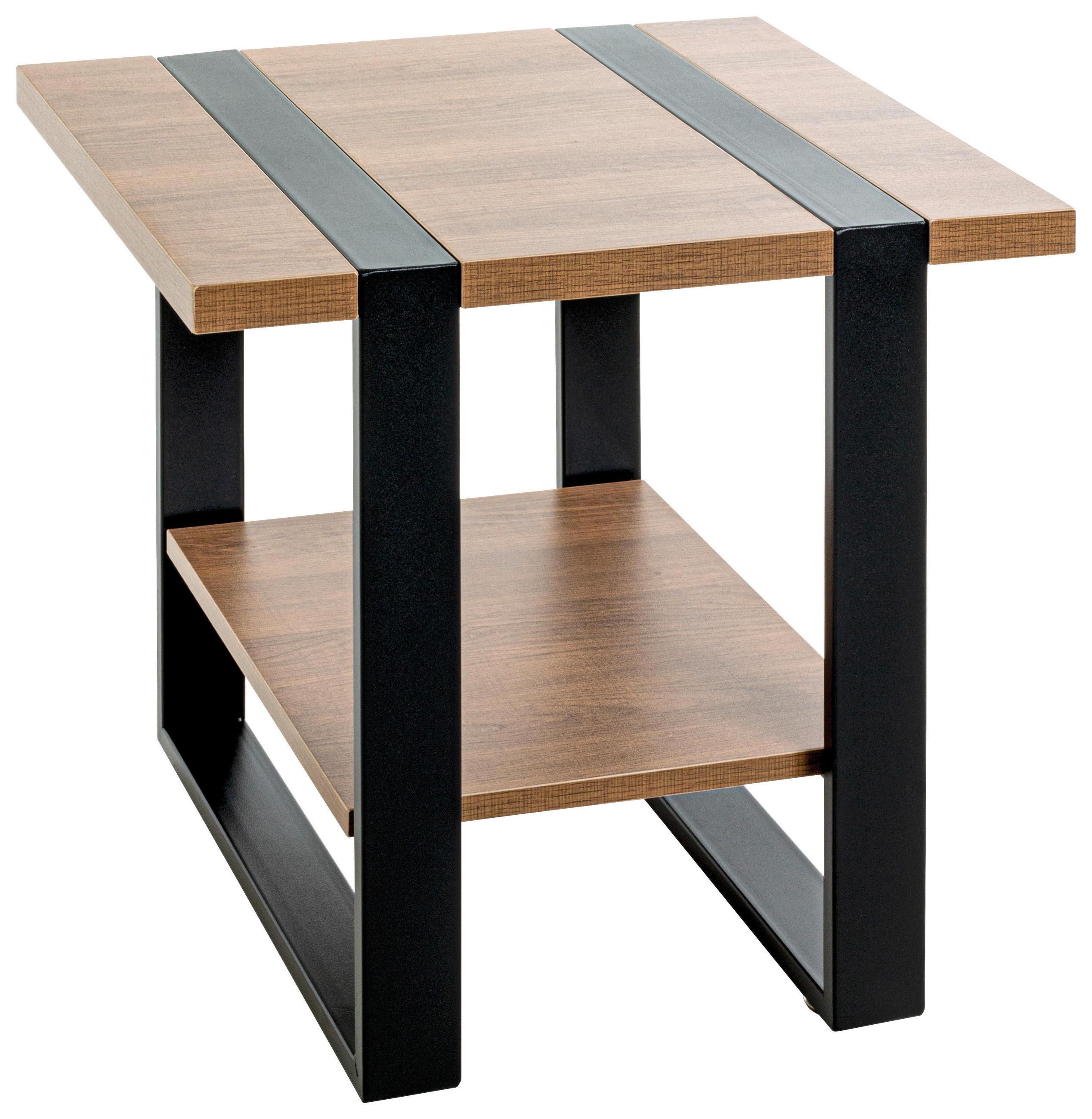 BEISTELLTISCH 45/45/45 cm Schwarz, Eichefarben quadratisch  - Eichefarben/Schwarz, Design, Holzwerkstoff/Metall (45/45/45cm)