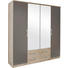 FALTTÜRENSCHRANK 4 -türig Braun, Eichefarben, Grau - Eichefarben/Silberfarben, KONVENTIONELL, Glas/Holzwerkstoff (181/212/56cm) - BOXXX