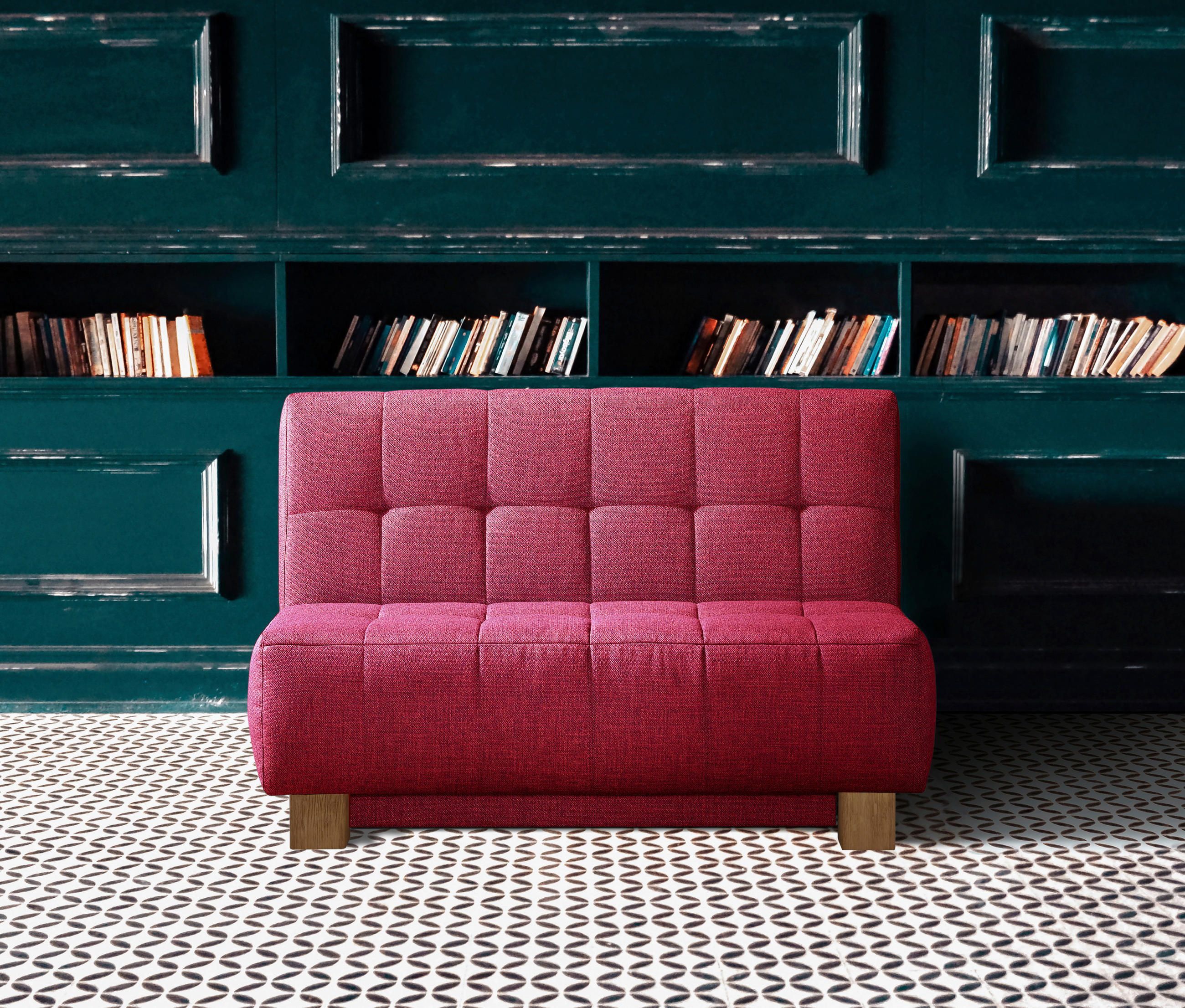 SCHLAFSOFA Rot  - Rot/Naturfarben, Design, Holz/Textil (125/92/102cm) - Novel