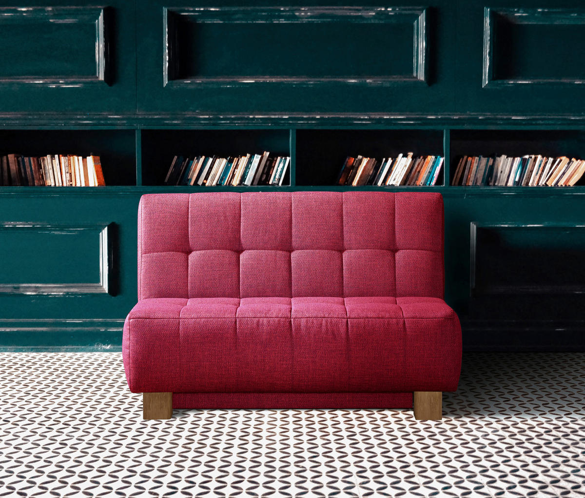 SCHLAFSOFA Textil Rot  - Rot/Naturfarben, Design, Holz/Textil (125/92/102cm) - Novel