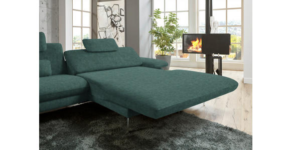 ECKSOFA in Velours Blau, Grün 284/184 cm - Blau/Schwarz, Design, Textil/Metall (284/184cm) - Dieter Knoll
