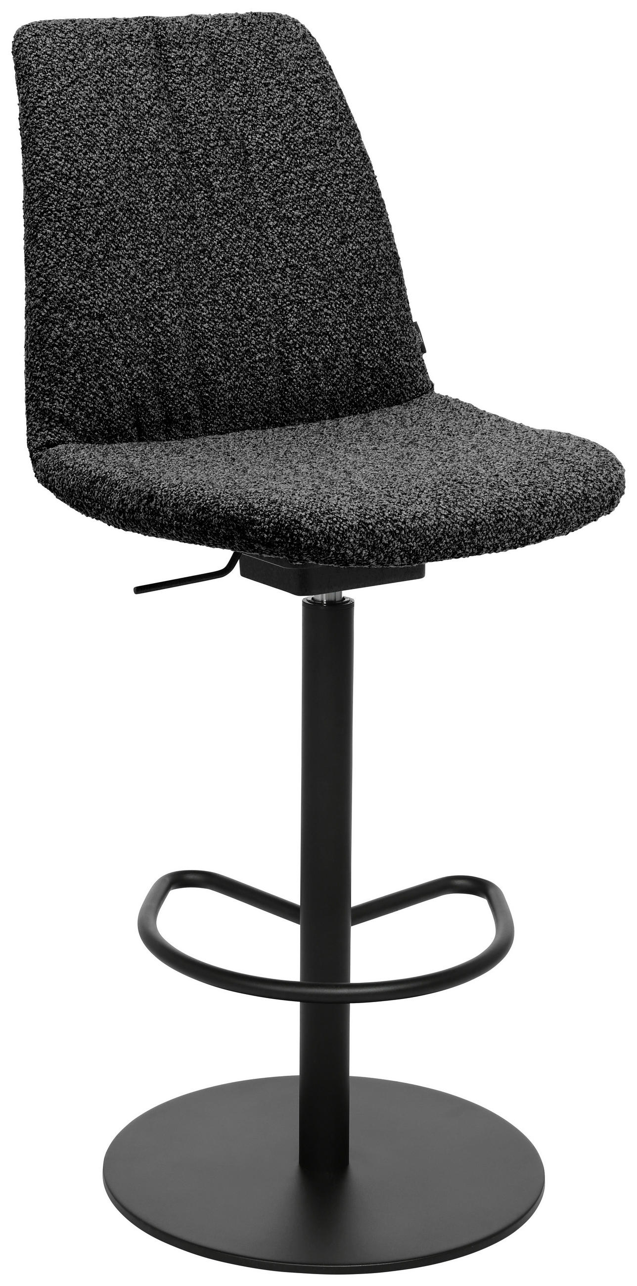 BARHOCKER Flachgewebe Anthrazit Stahl Sitzfläche 360° drehbar, Lederauswahl, Stoffauswahl - Anthrazit/Schwarz, Design, Textil/Metall (59/115,5-126/39cm) - Johann Jakob