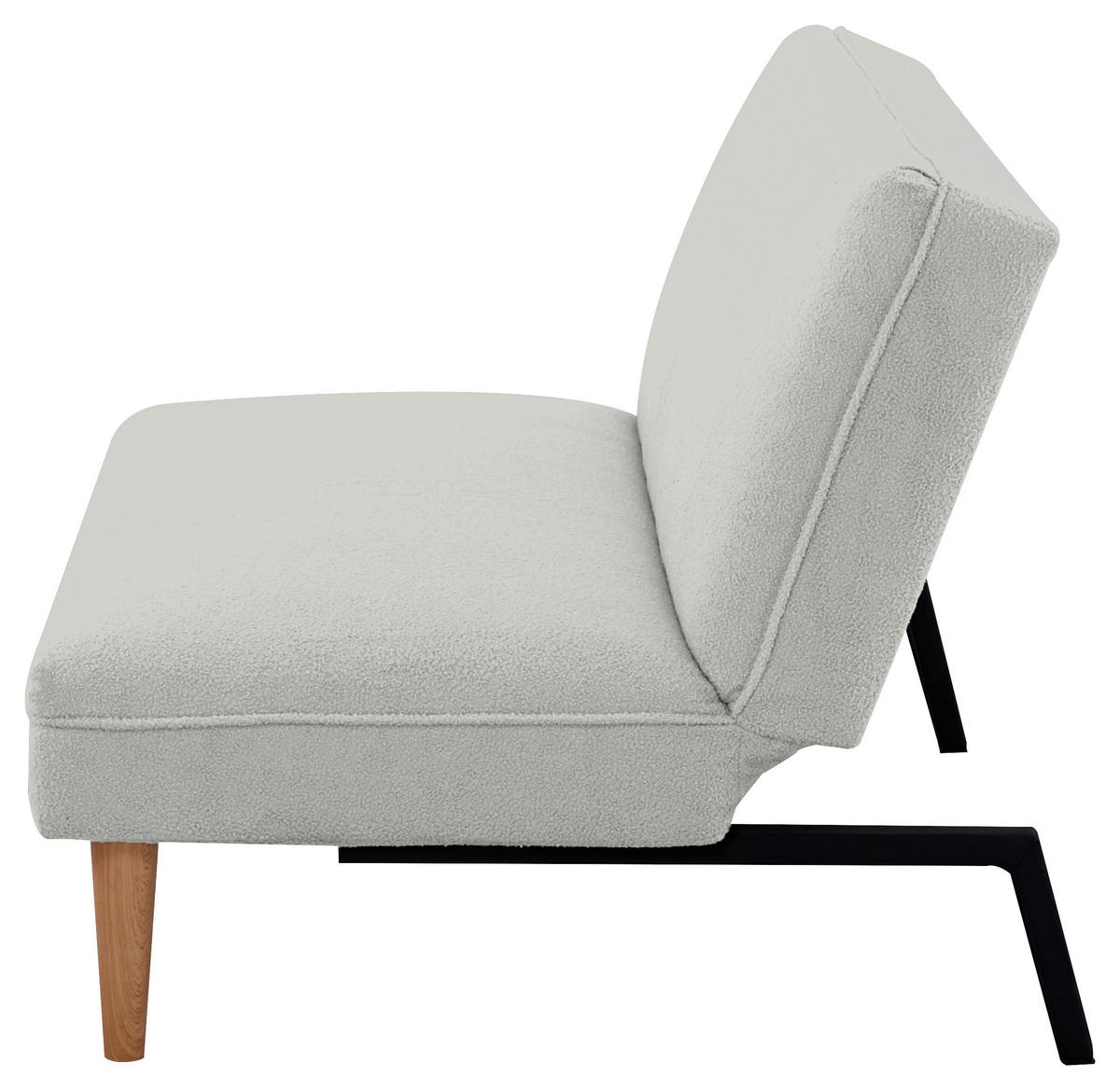 SCHLAFSOFA in Bouclé Weiß  - Schwarz/Naturfarben, MODERN, Holz/Kunststoff - P & B