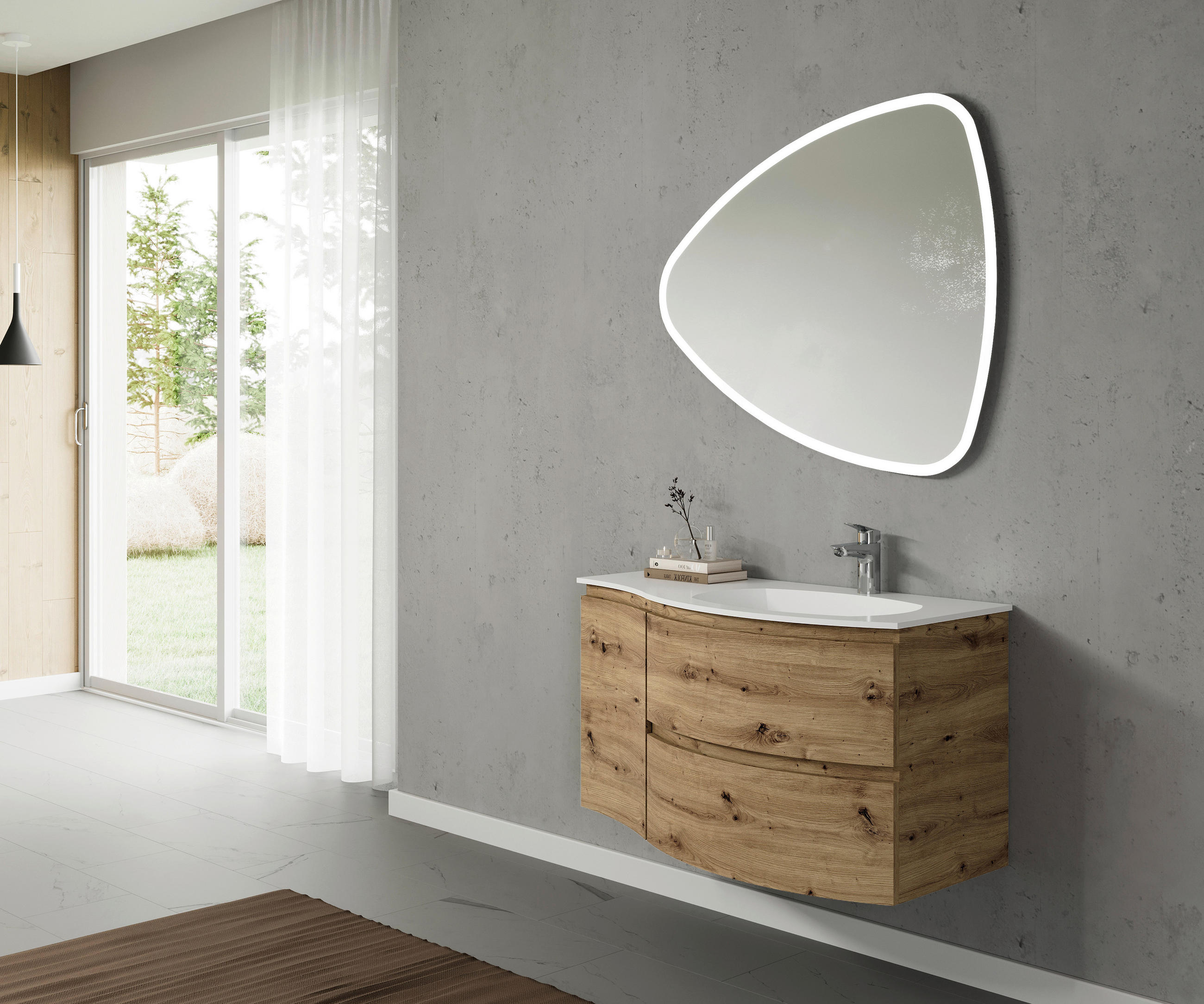 BADEZIMMER 4-teilig  in 105 cm  - Eiche Artisan/Weiß, Natur, Holzwerkstoff/Stein (105cm) - Voleo