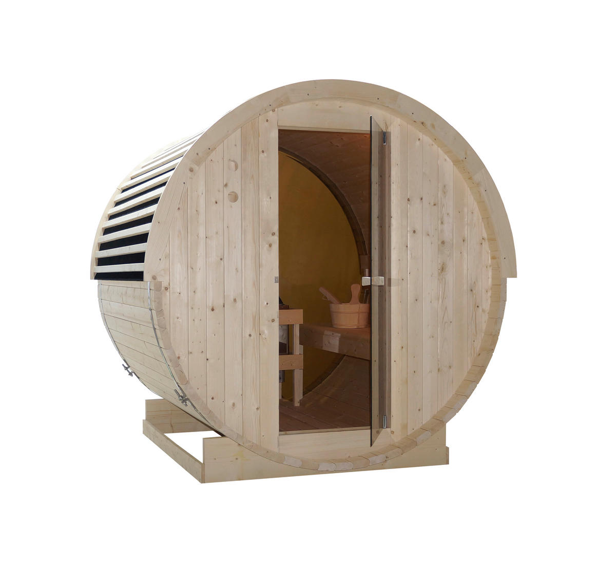 SAUNA für 4 Personen Nyborg  - Naturfarben, KONVENTIONELL, Glas/Holz (204,9/194,9/194,2cm)