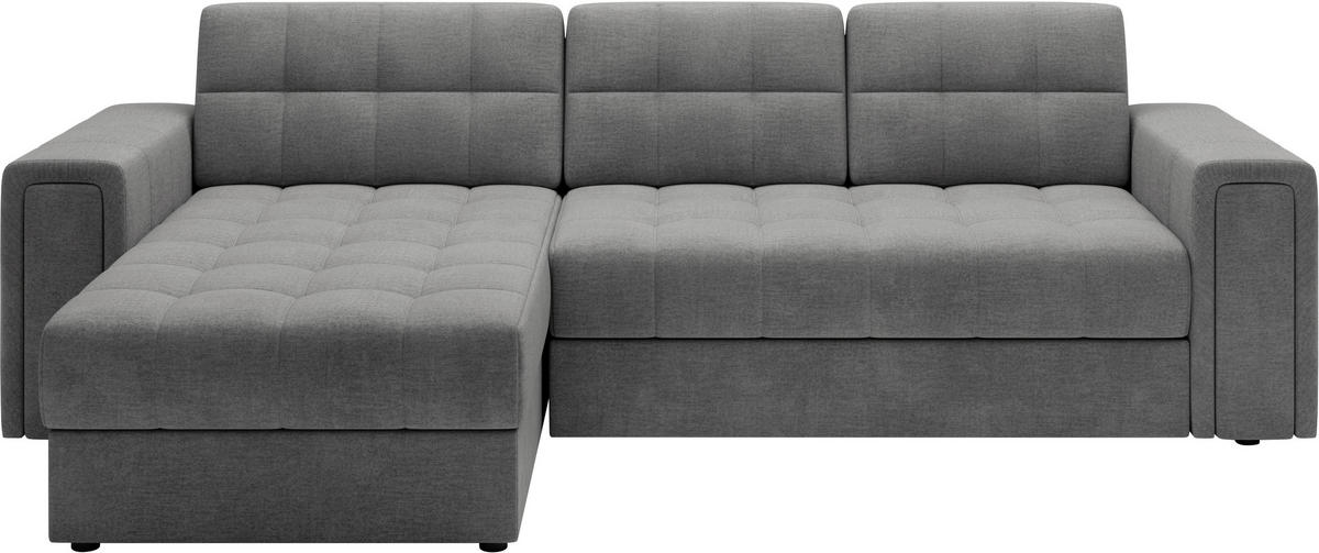 ECKSOFA Samt Grau  - Schwarz/Grau, Design, Kunststoff/Textil (260/150cm) - MID.YOU