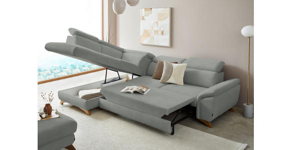 ECKSOFA in Chenille Silberfarben  - Eichefarben/Silberfarben, MODERN, Holz/Textil (212/287cm) - Valnatura