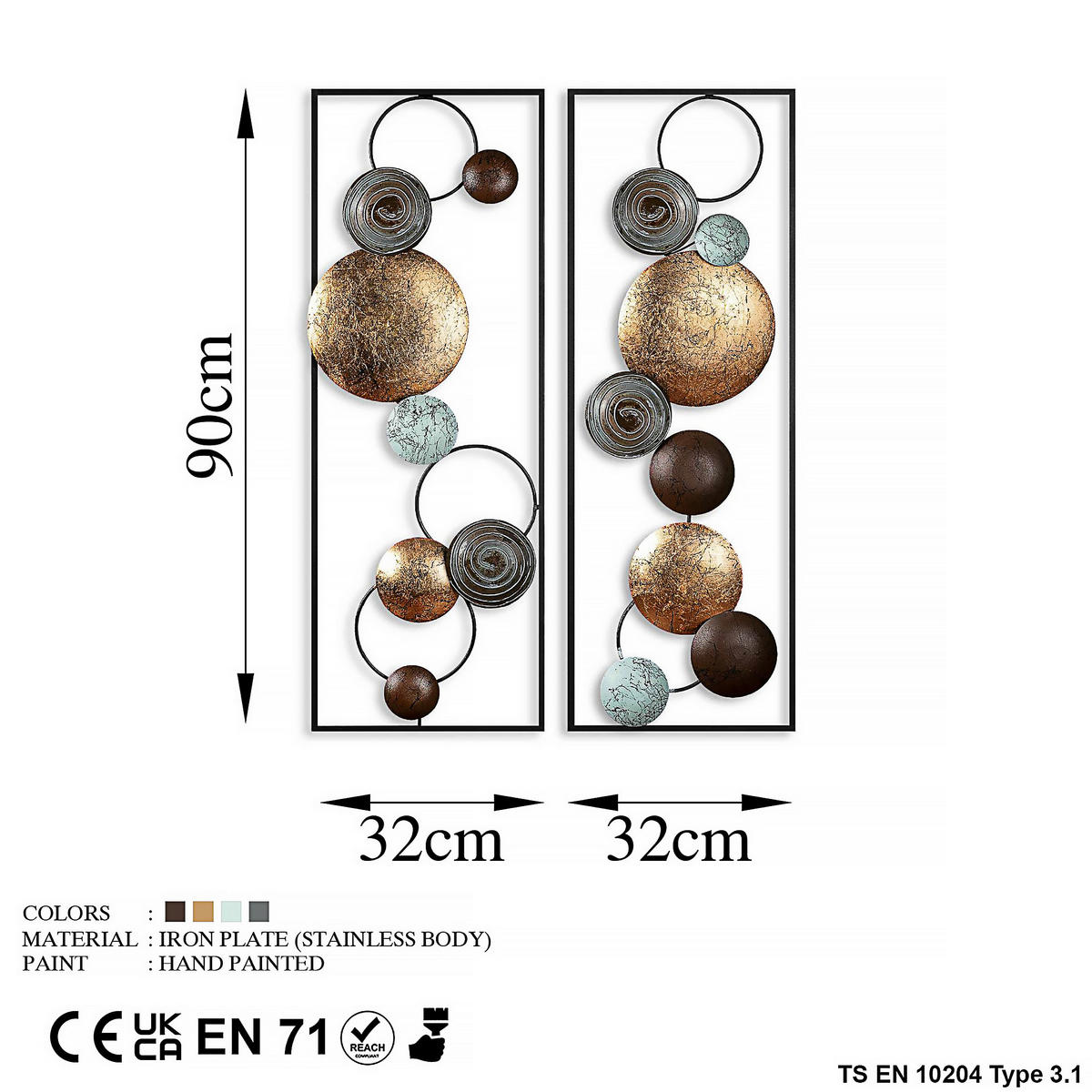 METALLBILD  - Multicolor, Basics, Metall (92/32cm)