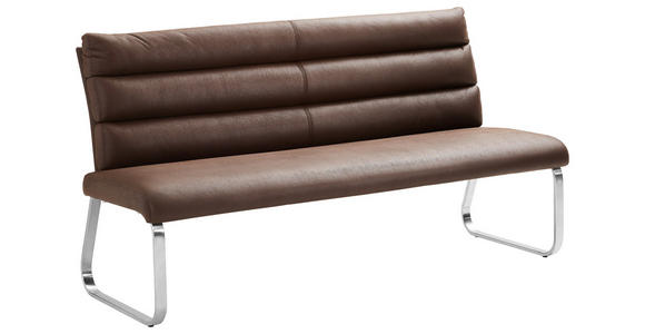 SITZBANK 180/94,5/70 cm in Edelstahlfarben, Dunkelbraun - Edelstahlfarben/Dunkelbraun, Design, Textil/Metall (180/94,5/70cm) - Cantus