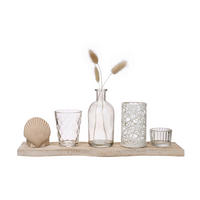 KERZENHALTER-SET - Multicolor, LIFESTYLE, Glas/Naturmaterialien (39/10,5/14,5cm) - Ambia Home