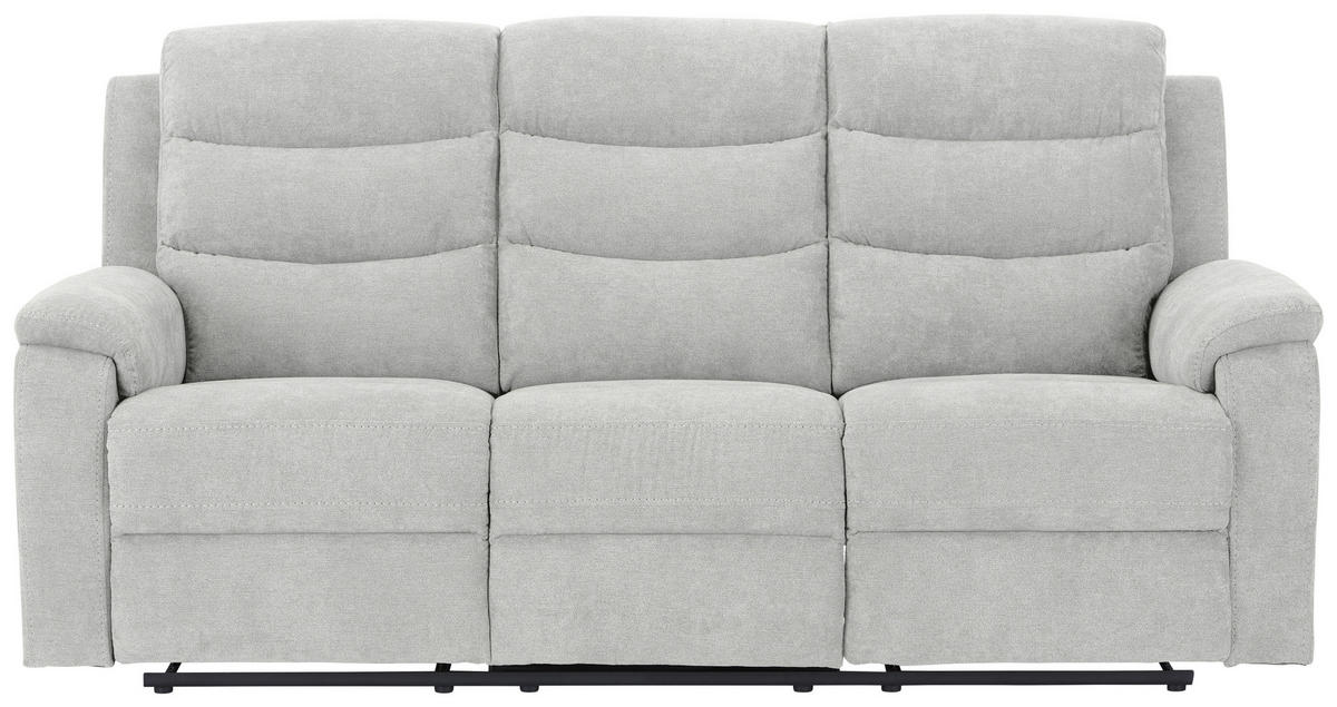 3-SITZER-SOFA Webstoff Hellgrau  - Hellgrau/Schwarz, KONVENTIONELL, Kunststoff/Textil (208/102/93cm) - P & B
